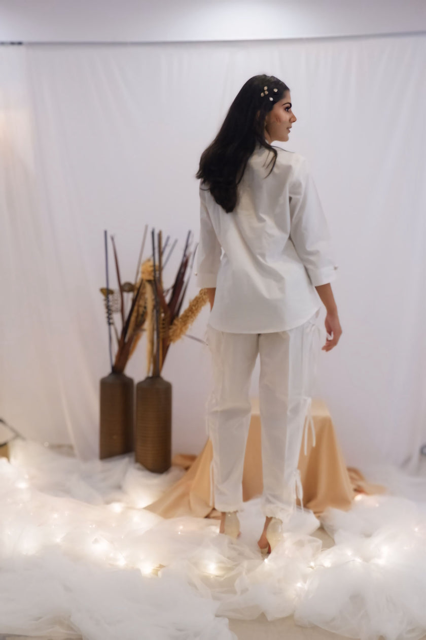 All-White Drawstring Co-Ord Set (Ready to Ship)