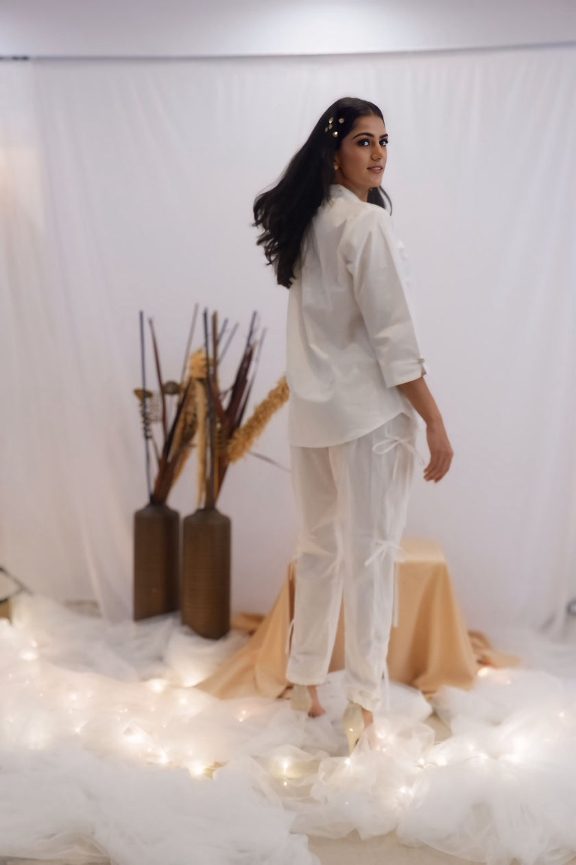 All-White Drawstring Co-Ord Set (Ready to Ship)