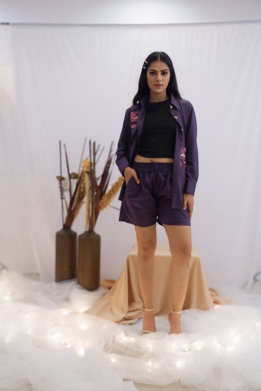 Embroidered Co-Ord Shorts Set