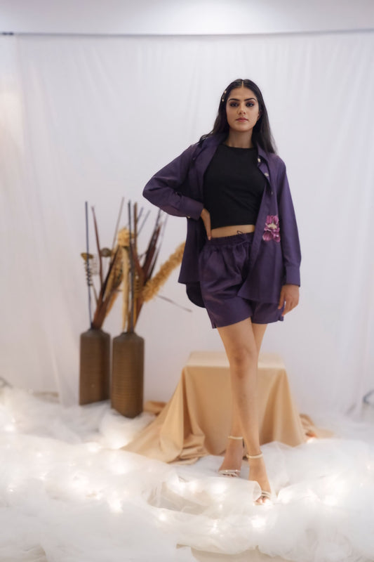 Embroidered Co-Ord Shorts Set