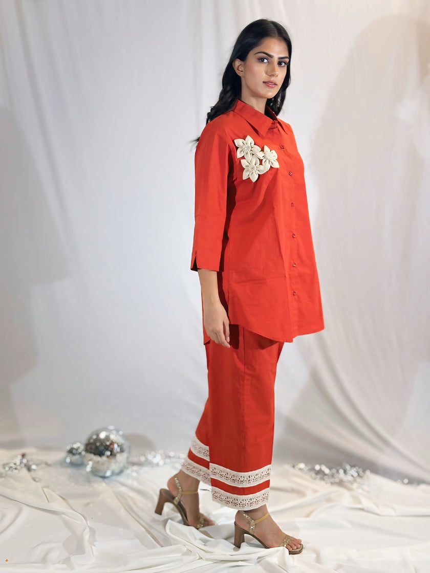 Crimson Bloom Co - Ord Set (Ready To Ship)