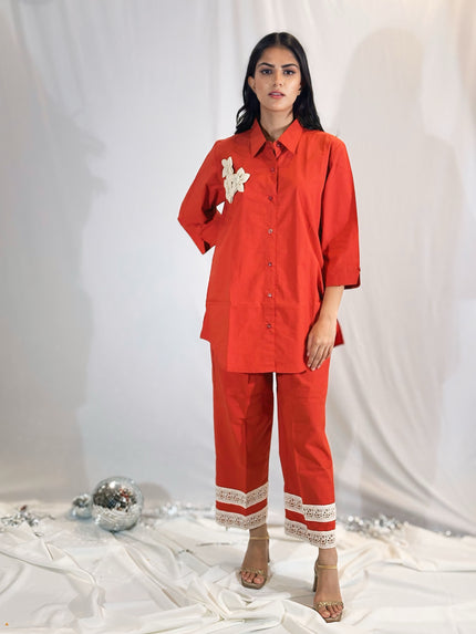 Crimson Bloom Co - Ord Set (Ready To Ship)