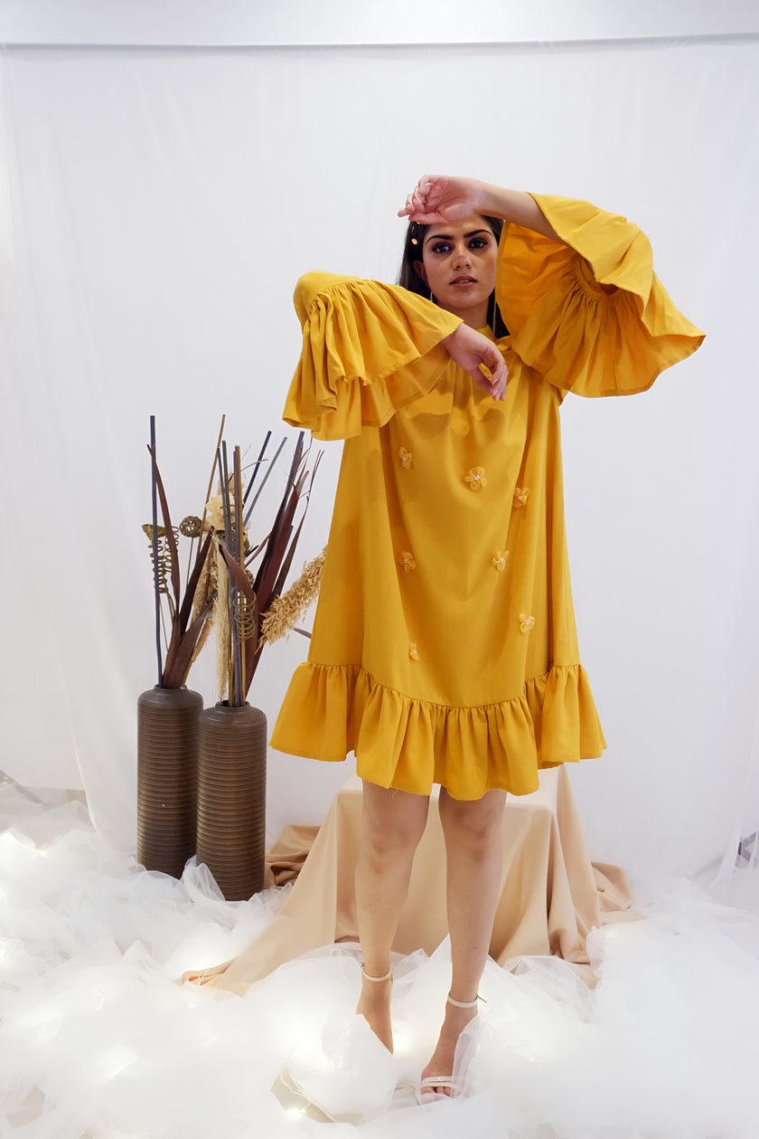 Marigold Bloom Ruffle Dress