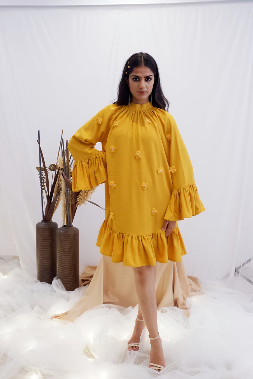 Marigold Bloom Ruffle Dress